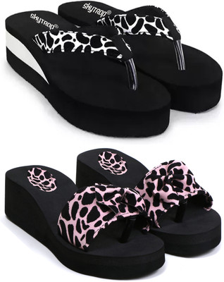 HOC Women Slippers(White, Pink , 6)