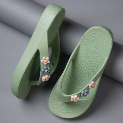 CREOZ the bounce Women Slippers(Olive , 8)