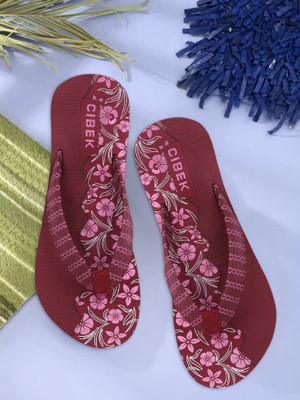 CIBEK Women Flip Flops(Maroon , 7)