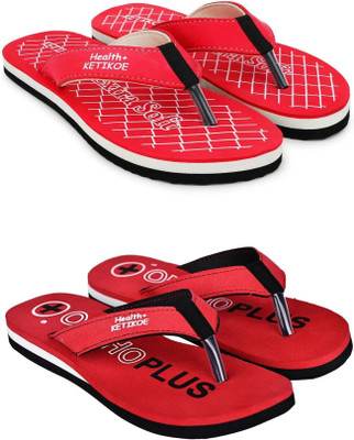 Kecher Women Ortho-Care Comfort Slippers For Women's and Girl's Flip Flops (Pack of 2) Slippers(Multicolor , 7)