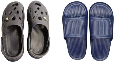 BLIBBERS Men Slides(Black, Navy , 8)