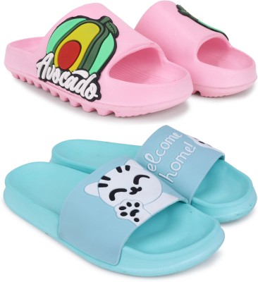 Pampy Angel Women Slides(Pink, Blue , 5)