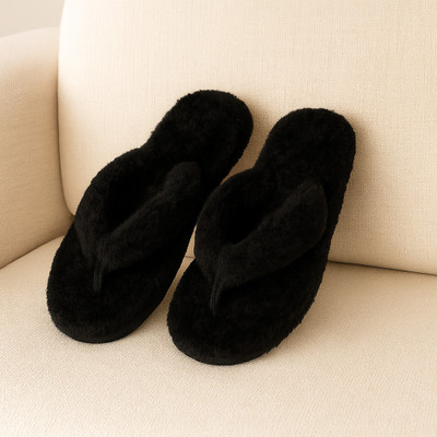 WOLVESDEN Women Flip Flops(Black , 8)