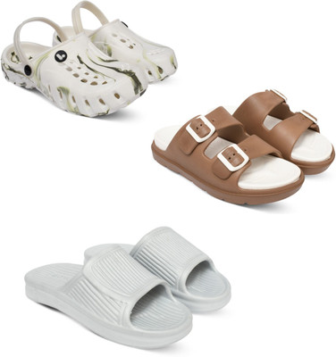 Acorn Men Slides(Tan, White, Grey , 6)