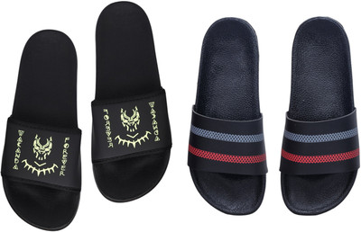 Digimahadev Men Flip Flops(Black , 8)