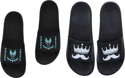 Digimahadev Men Flip Flops(Black, White , 7)