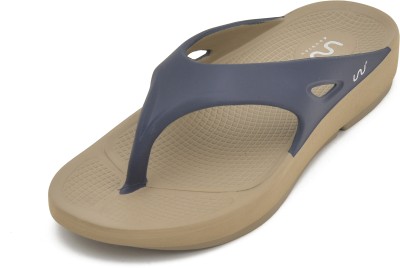 Doubleu Men Men Clasic V Shape Khaki+Blue Flip Flops(Navy , 7)