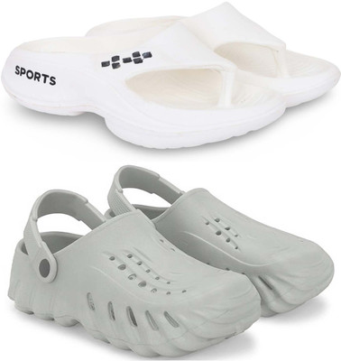 Pampy Angel Men Slippers(White, Grey , 7)