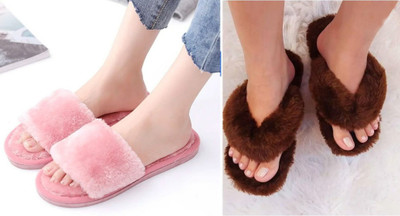 Sale YUG Women Flip Flops(Brown, Pink , 4)