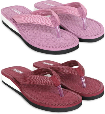 CIBEK Women Doctor step with cibek comfortable extra soft daily wear women slipper pack of 2 Flip Flops(Green, Pink , 8)