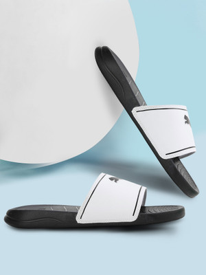 PUMA Men Marine 393452 Men Slides| Stylish | Comfy | Super soft | Ultra-Light | Slippers| Slides(Black, White , 8)