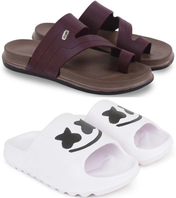 Kapani Fashion Men Slippers(Maroon, White , 6)