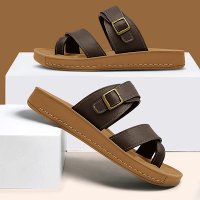 Aircum Men Flipflop | Ortho | Slipper | Slides | Acupressure | Comfortable Flip Flops(Brown , 7)