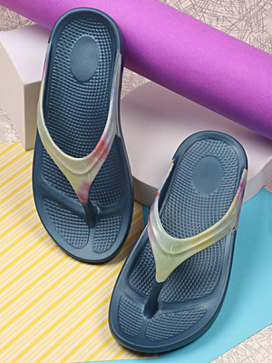 Neoz Women Levirex Lightweight with Arch Support Durable Anti-Skid & Stylish Dailywear| Flip Flops(Blue , 6)