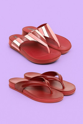 NASCOW Women Flip Flops(Maroon , 8)