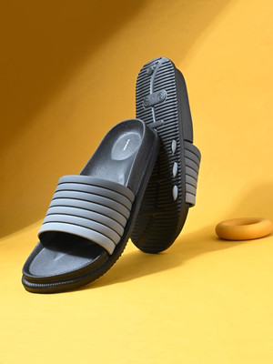 slipover Men Comfort Trendy Stylish Slip-On Slipper, Flip Flops & Slides For Men-Grey/Black Slides(Grey, Black , 8)