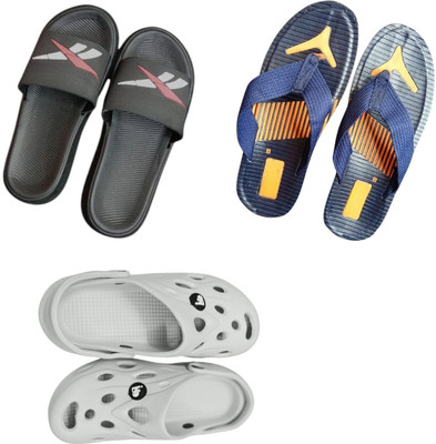 BLIBBERS Men Slippers(Black, Blue, Off White , 7)