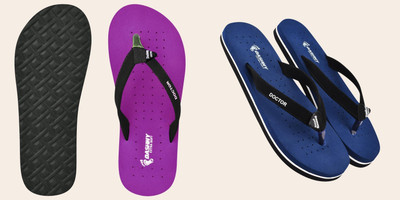DASHNY Women Flip Flops(Purple, Blue , 5)