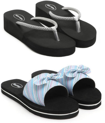 ZIPTON Women Flip Flops(Multicolor , 6)