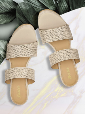 Bata Women Flip Flops(Beige , 4)