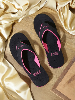 DOCTOR EXTRA SOFT Women Ortho-Care Diabetic Orthopaedic Comfort Dr Slippers Flip Flops(Black, Pink , 7)
