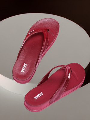 Skyultra Women Flip Flops(Maroon , 4)