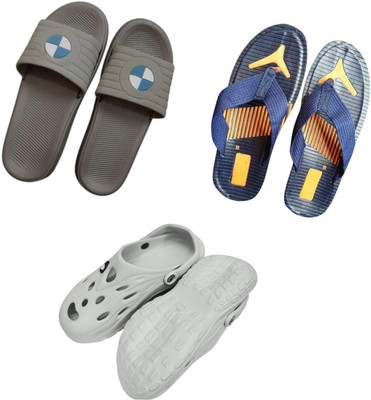 BLIBBERS Men Slippers(Grey, Blue, Off White , 9)