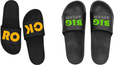nvisan Men Slides(Green, Yellow, Black , 10)