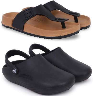 Pampy Angel Men Slippers(Beige, Black , 9)