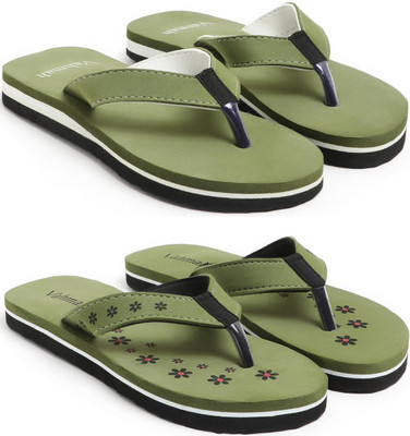 VAHMAH Women Slippers(Green, Green , 7)