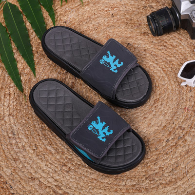 STYLE HEIGHT Men Slides(Grey, Blue , 7)