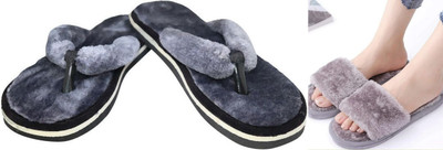 rexizone Women Slides(Grey, Grey , 4)
