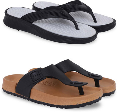 Pampy Angel Men Slippers(Grey, Beige , 10)