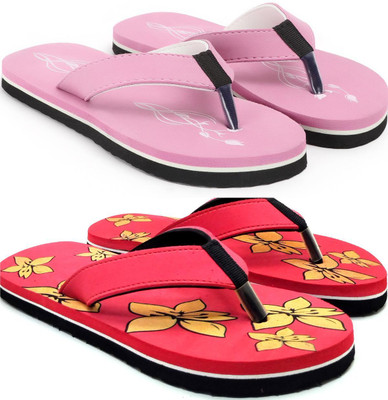VAHMAH Women Slippers(Pink, Red , 7)