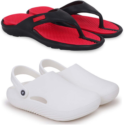 KAPYANSH Men Slippers(Red, White , 8)