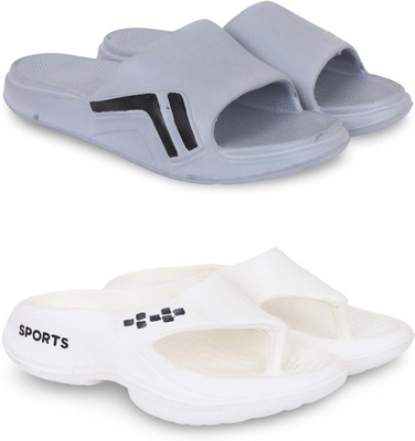 KAPYANSH Men Slippers(Grey, White , 7)