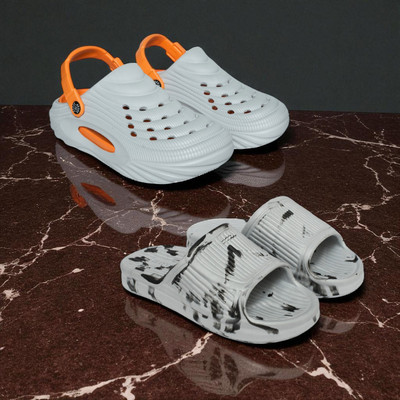 Acorn Men Slides(Grey, White , 7)