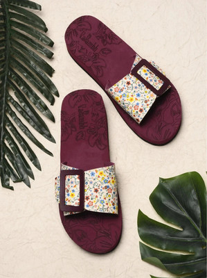 Rasambh Women Rasambh Women Comfortable Stylish and Trending Colorful Printed Flip Flop slider Slides(Maroon , 6)