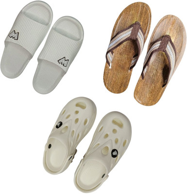 BLIBBERS Men Slippers(Grey, Brown, White , 8)