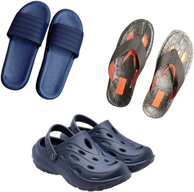 BLIBBERS Men Slippers(Blue, Black, Navy , 9)