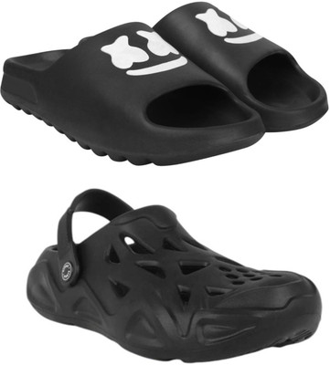 Veewalk Men Slides(Black, Black , 9)