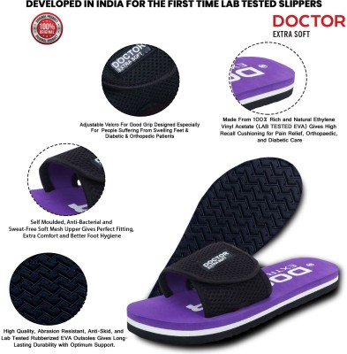 DOCTOR EXTRA SOFT Women Women's Orthopaedic and Diabetic Velcro Adjustable Strap Comfort Ortho Fit Dr Flipflops and House Slippers for Women's and Girl's OR-D-17 Slides(Purple 7)