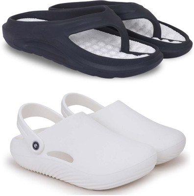 Pampy Angel Men Slippers(Black, White , 7)