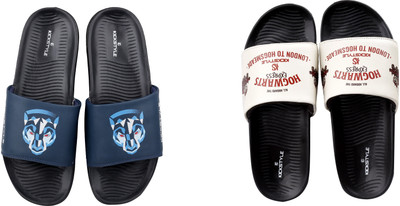 KICKSTYLE Men Slides(Black, Black , 7)