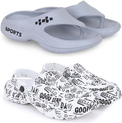 Pampy Angel Men Slippers(Grey, White , 9)