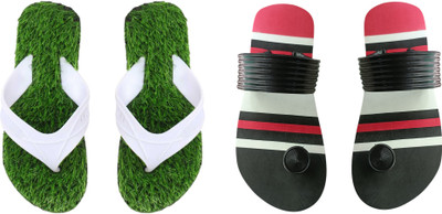 skyflip Men Slides(Red, White , 7)