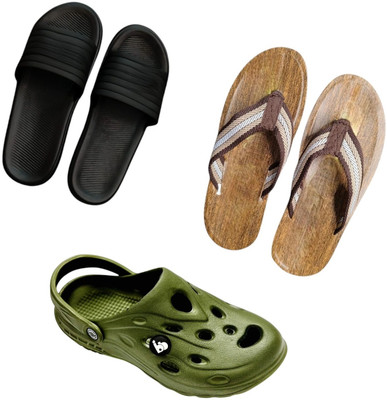 BLIBBERS Men Slippers(Black, Brown, Green , 9)
