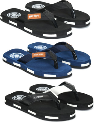 Stepsoft Men Slippers(Black, Blue, Black , 6)