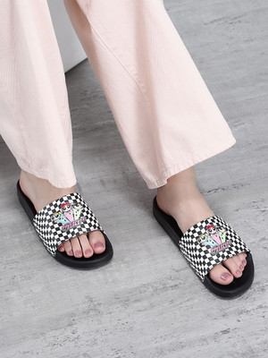 Kook N Keech Women Slides(Black , 6)