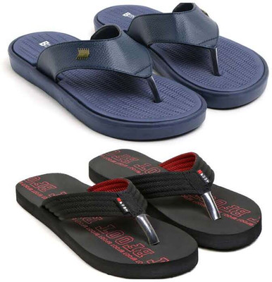 BFOOT Men Flip Flops(Green, Black , 7)